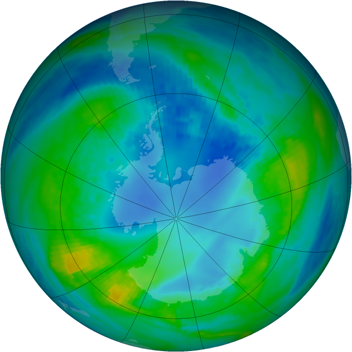 Antarctic ozone map for 26 April 1992